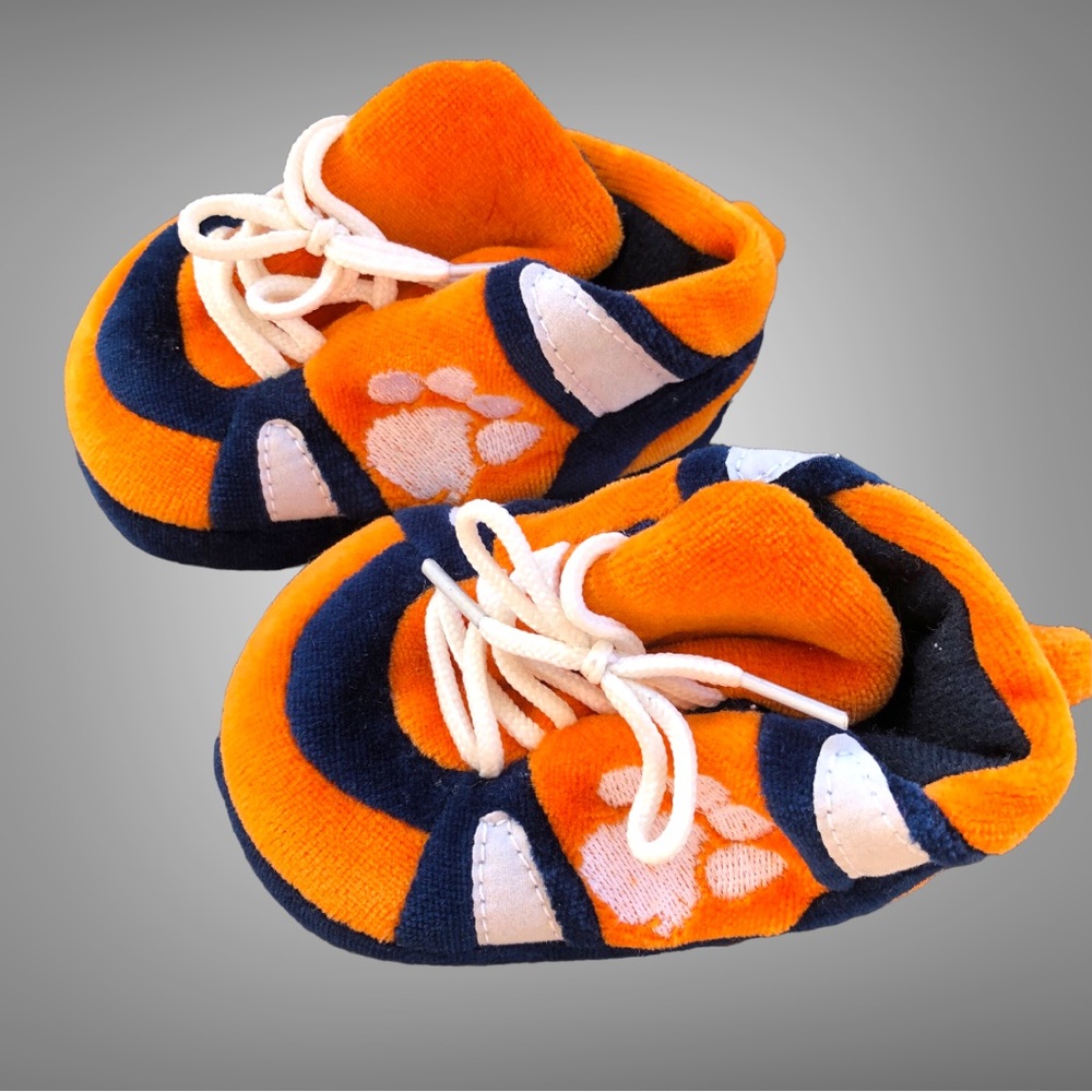 Baby shoes orange blue tiger paw clemson